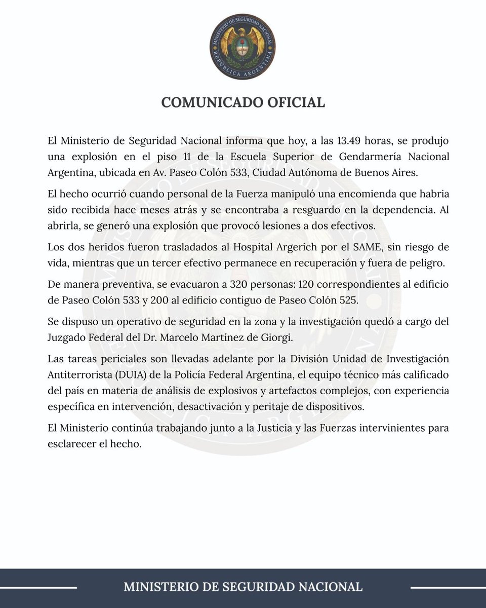 Ministerio de Seguridad Nacional tweet media