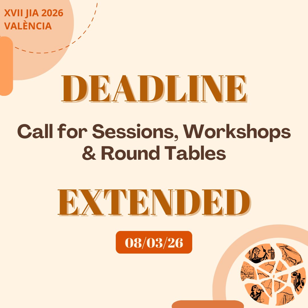 AVÍS URGENT 🚨: Ampliem el termini del call for sessions, workshops i taules rodones fins al dia 8 de març de 2026. ⏳-> jia2026valencia.wordpress.com/call-for-sessi…