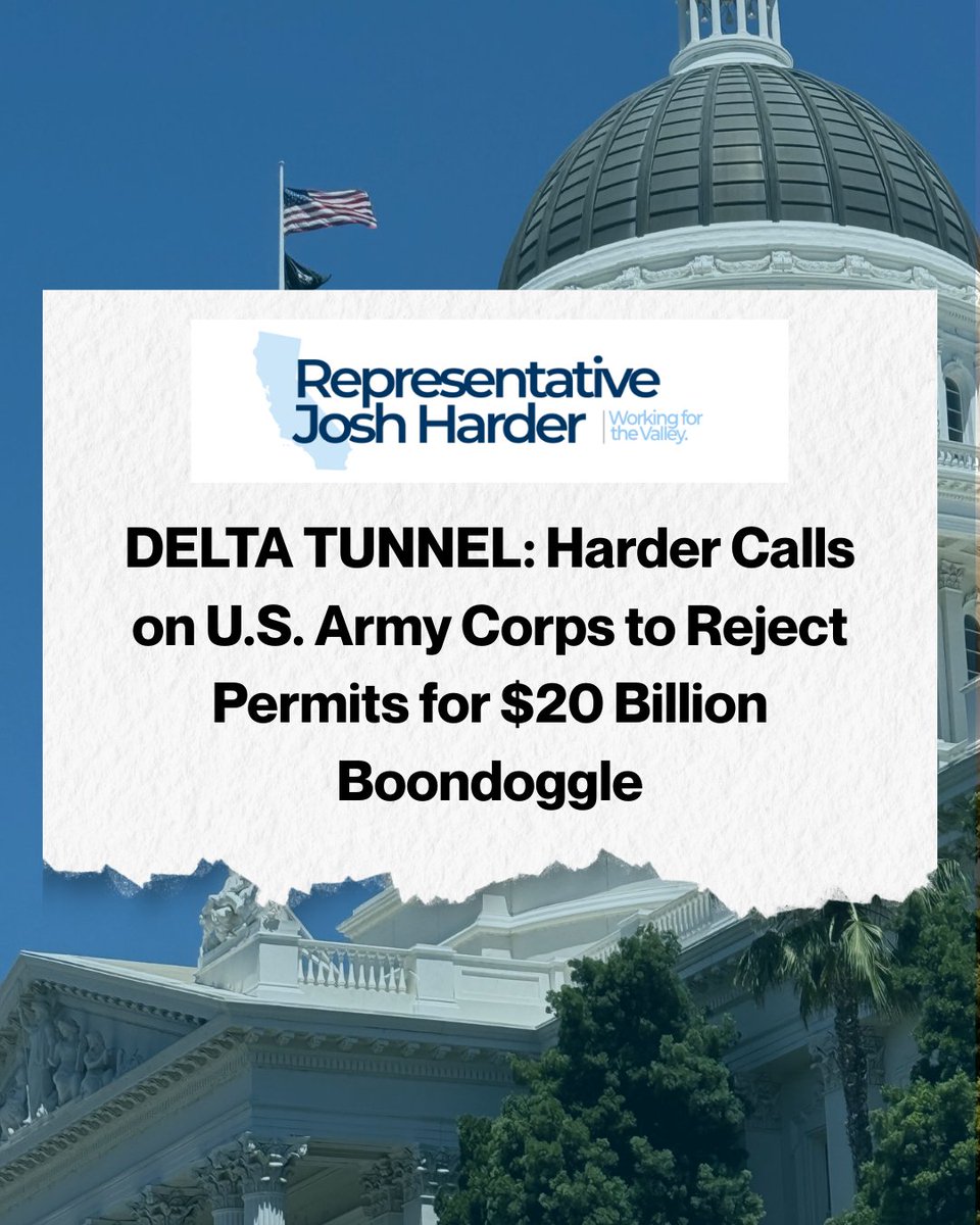RestoretheDelta's tweet photo. 🌊 Legislators &amp; Advocates Criticize Bay-Delta Plan and Delta Tunnel  

Recent signs of ecosystem damage to the Bay-Delta  Estuary have caused local advocates, Tribal leaders, and policymakers like @RepJoshHarder to call for stronger water protections.

🔗https://t.co/VIXBTIIaRx https://t.co/bL6eMuB93n