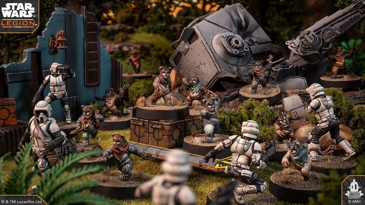 atomicmassgames's tweet photo. The forest fights back. The Ewok Warriors Unit Expansion is now available for STAR WARS: Legion. With 12 customizable miniatures, including spear-wielders, slingers, and a cunning trapper, this unit is ready to ambush unwary invaders. Available now. https://t.co/sNxvZc4Qs1 https://t.co/F1QaDQbweP