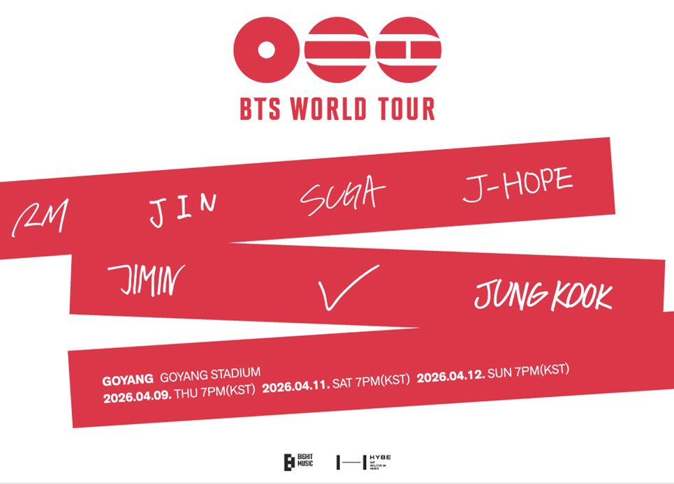 TicketGenixJP's tweet photo. 2026 BTS WORLD TOUR – Goyang 🇰🇷
チケット代行｜予約受付スタート

日程：2026年3月11日(金)〜12日(日)
会場：GOYANG STADIUM

チケット確保可能
SOUNDCHECK
N / S / W / E（F2・F3・F4）
上記ゾーンのチケット対応可

インターパーク乗り換え対応
ご予約・詳細はDMまで
#BTS_WORLDTOUR https://t.co/NzoIocXVMT