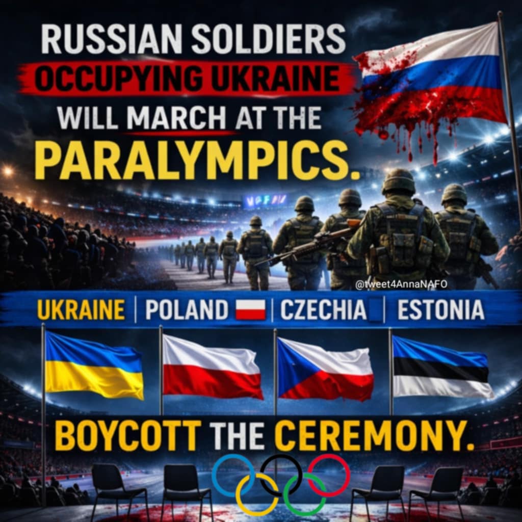 Russian soldiers at the Paralympics.
Flags. Anthems.

🇺🇦 Ukraine
🇵🇱 Poland
🇪🇪 Estonia
🇨🇿 Czech Republic

Refuse to stand beside them.

RT if you agree.