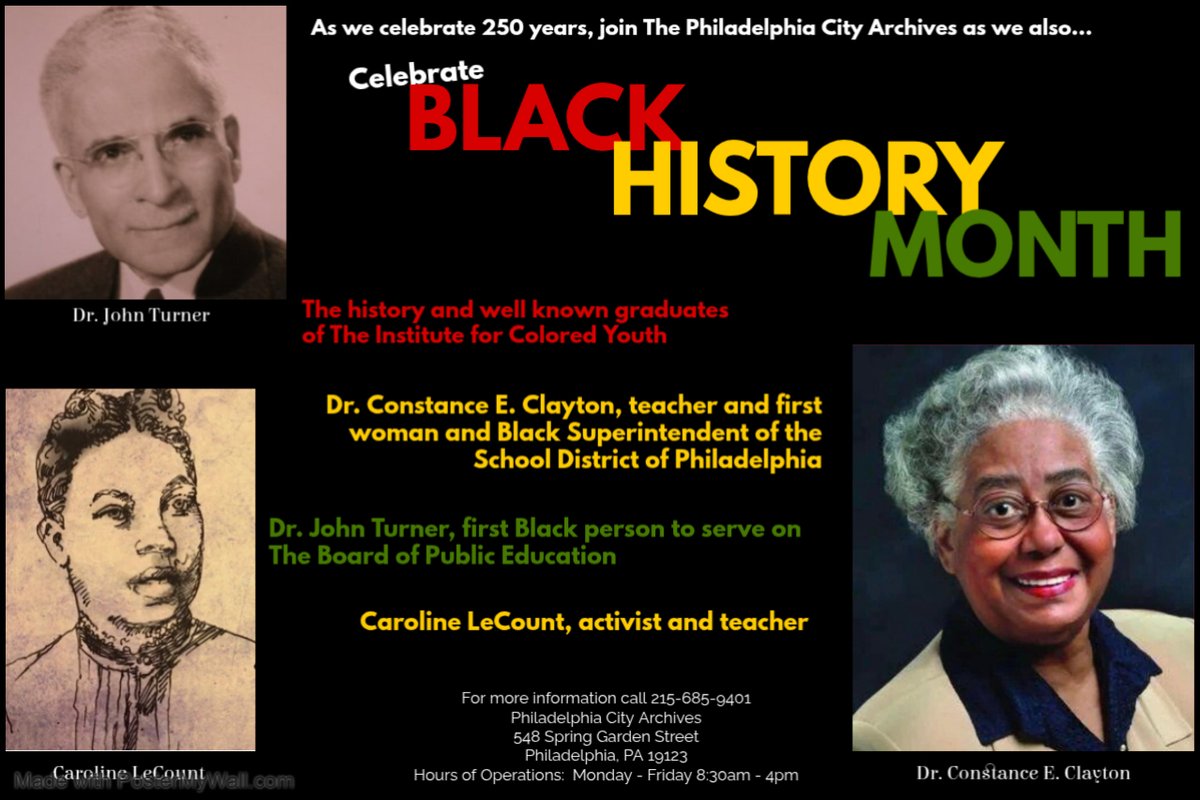 🎓 Our Black History Month exhibit honors Philadelphia's educational pioneers: Dr. Constance Clayton, Caroline LeCount, Dr. John Turner &amp; more. Their courage opened doors. Their legacy lives on. 
📖phila.gov/2026-02-20-hon…