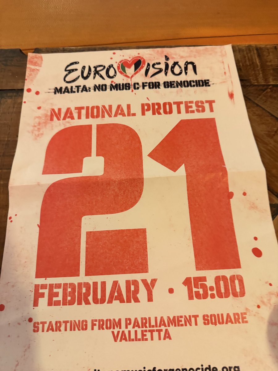 Shame our flight is early tomorrow or we’d be there #valletta #eurovision #genocide #maltamusicforgenocide