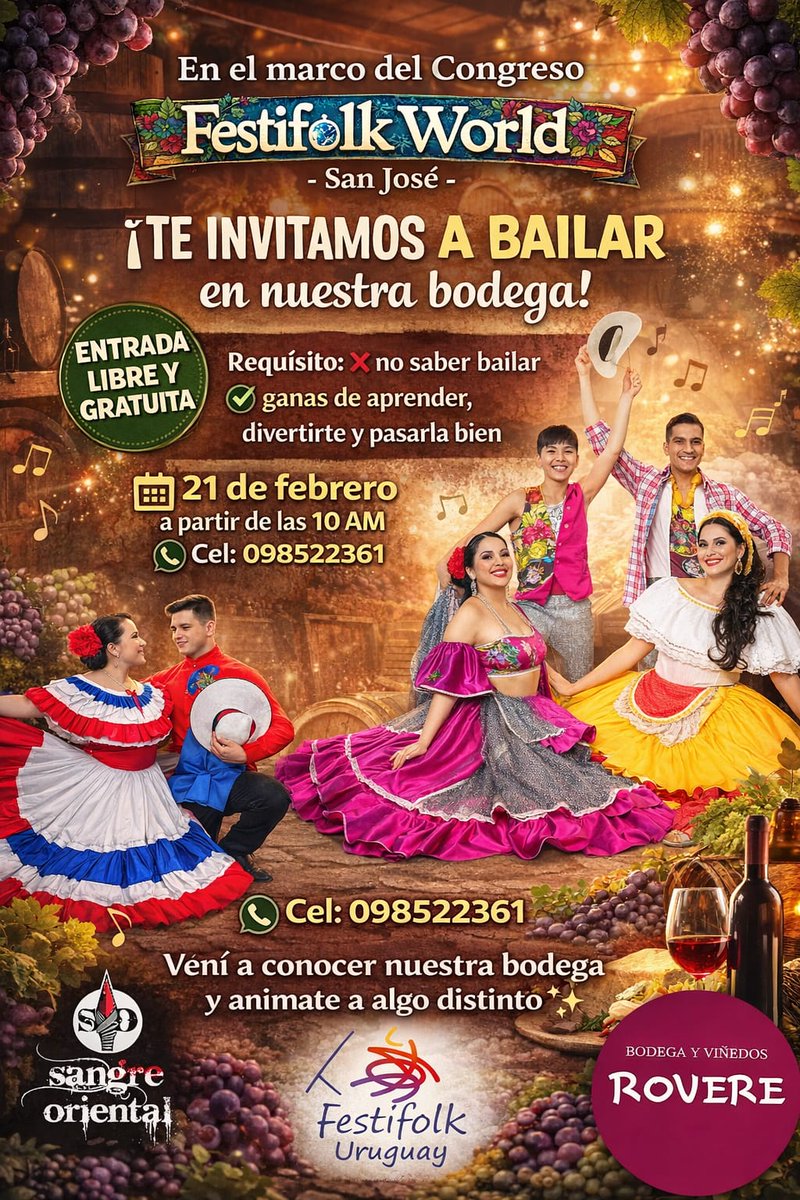sanjose_turismo's tweet photo. Sábado 21/02,
#FESTIFOLK #WORLD
en #BodegaRovere con el servicio del
#BusTurístico de @sanjosegobierno,
apoyando la intervención artística
internacional con delegaciones de Ecuador 🇪🇨 Colombia 🇨🇴 Costa Rica 🇨🇷 Chile 🇨🇱 y Uruguay 🇺🇾
➕️ ℹ️ en: https://t.co/W9SCq5VDFf 🇺🇾✅️ https://t.co/FMI8LZMxQ5