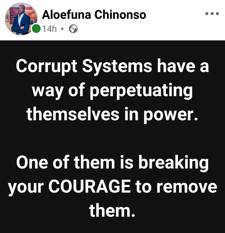 Aloefuna1's tweet photo. They want you to be discouraged and surrender to powerlessness, but we have to keep fighting until we remove this gang of corrupt politicians. https://t.co/233eRHO13G