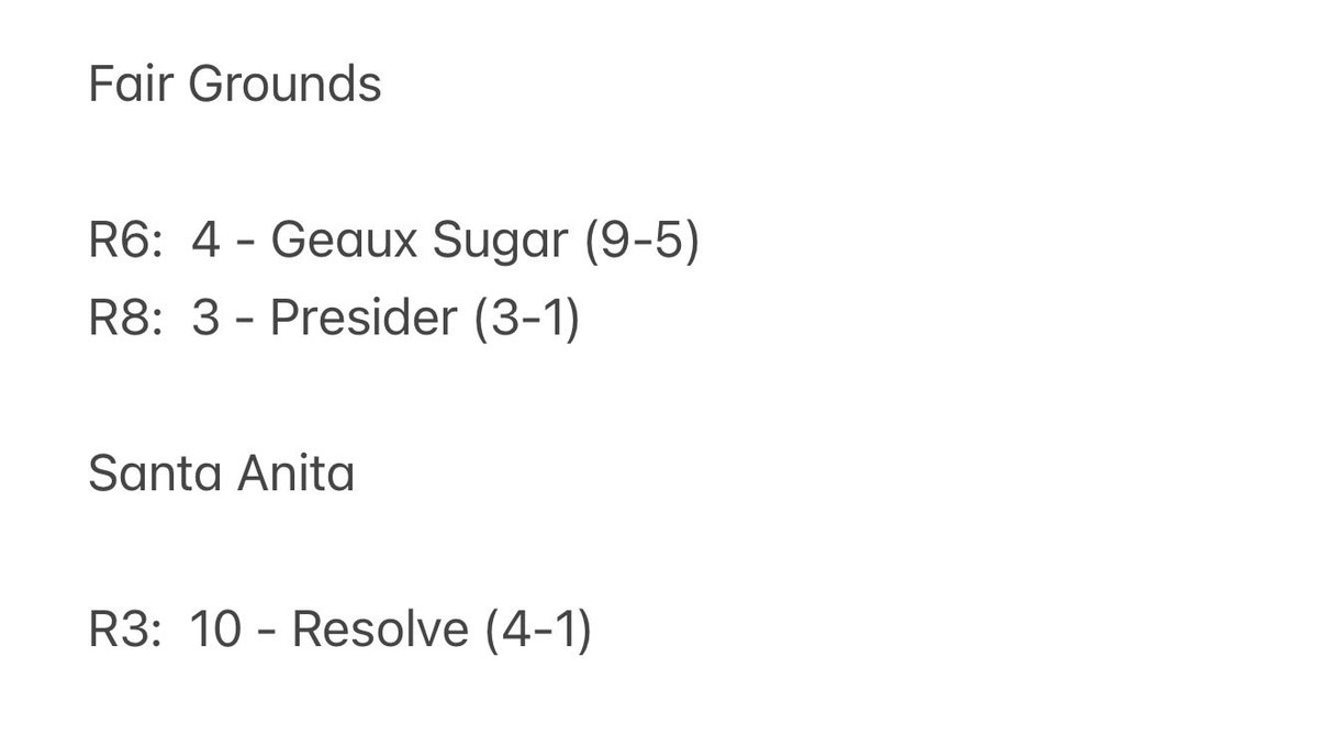 capthecard's tweet photo. Best Bets - 2/21/2026
#BestBets for the #FairGroundsNola and #SantaAnita Saturday cards from @CapTheCard
#CapTheCard #HorseRacing #FreePicks #HorseRacingTips #GamblingX #GamblingTwitter #HorseRaces
@SantaAnitaPark @FairGroundsNola @FanDuel_Racing @TwinSpires @1stbet @NYRABets https://t.co/CxFihny16O