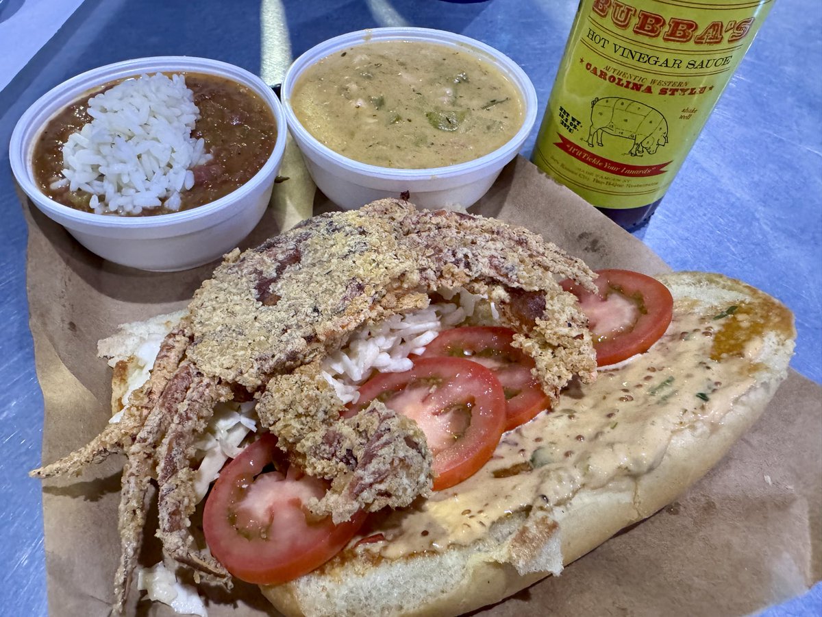 Fried soft-shell crab po’ boy with red beans &amp; rice and smoked chicken gumbo set me straight.