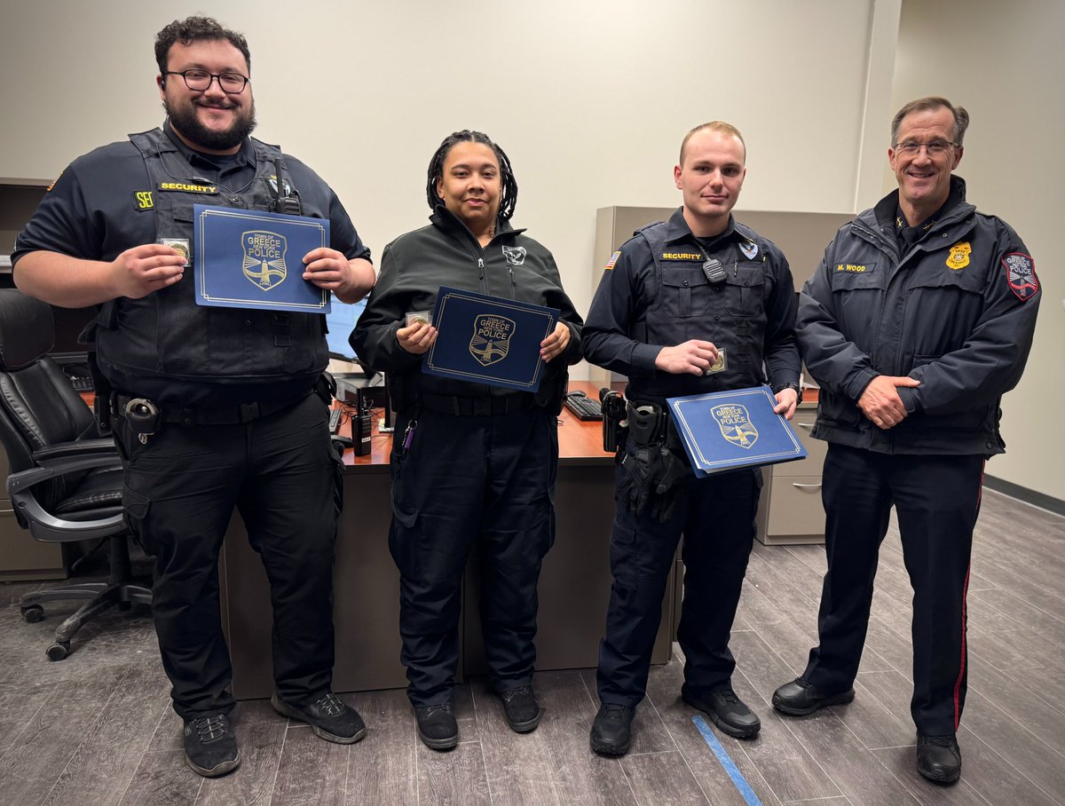 Today, we recognized three security officers from the Mall at Greece Ridge with Commendation Awards for their actions during a critical incident on January 30, 2026. 

Each officer responded quickly and decisively during a dangerous and rapidly evolving situation, assisting the