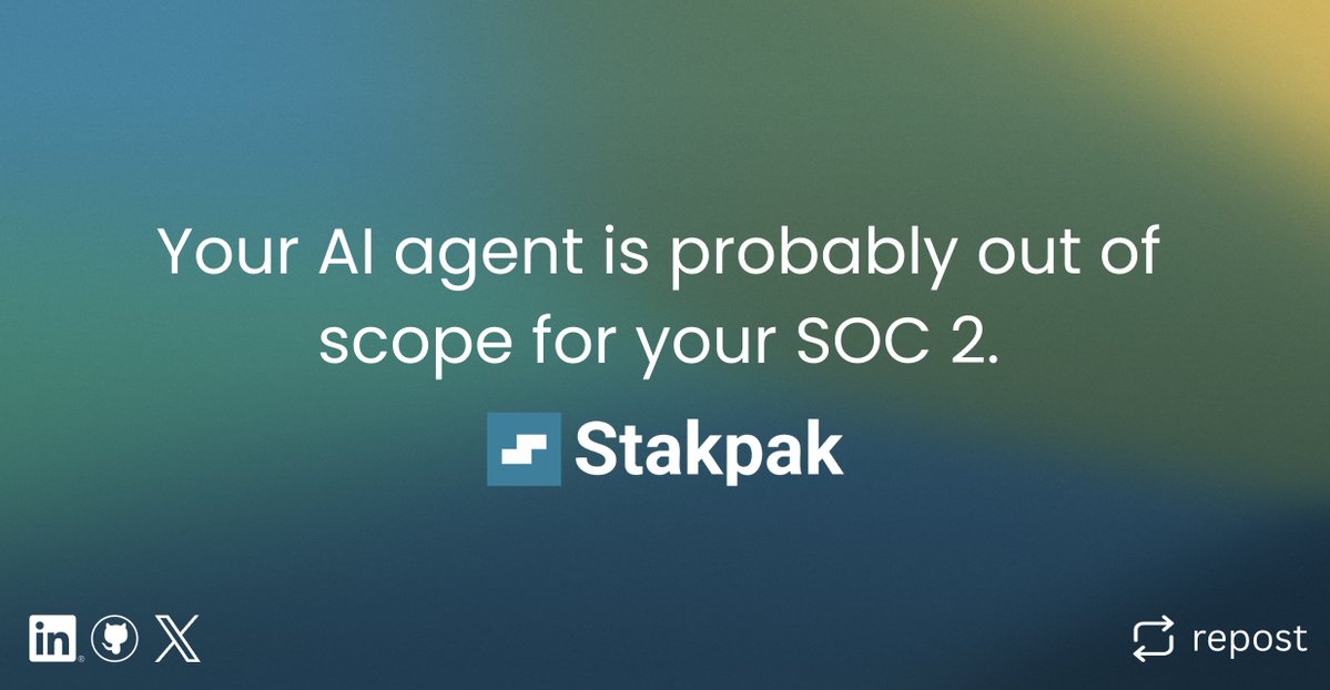 🚨Your AI agent is probably out of scope for your SOC 2.

You gave it access to 3 systems. It can now reach 40+ through inherited roles and integrations.

That’s how permission creep turns into audit findings.

Ask stakpak today: stakpak.dev