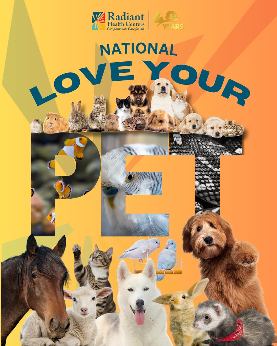 Pets do more than bring joy; they support our health. Pets can reduce stress, lower blood pressure, and ease loneliness. Celebrate the love that keeps us moving and connected. Radiant supports whole-person wellness for you and those you love. 🐾 #NationalLoveYourPetDay