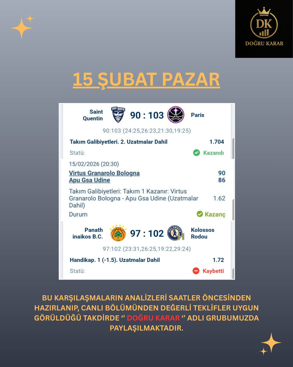 aceyourwin's tweet photo. 15 Şubat Pazar gününü de %66.66 başarı yüzdesi ile 2/3 yaparak günü olumlu bir şekilde kapatmayı bildik. Tek firemiz son 3 dakikaya eşit skor ile girilen lakin maçı galibiyet ile kapatamayan Pana ekibinden gelmiş oldu.

#FBvNFFC #Skriniar #İngiltere #fenerbahçe #galatasaray https://t.co/ZfTtBGM9Xv