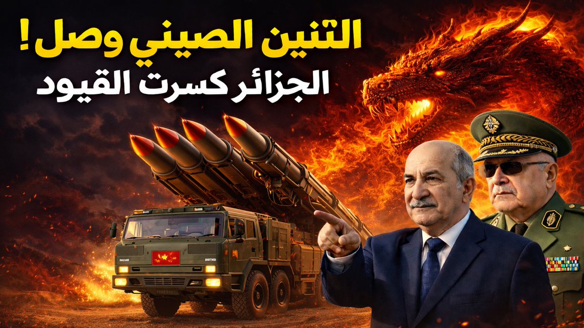 أسلحة التنين الصيني المرعبة تصل #الجزائر! أسرار القرار بين #تبون و #شنقريحة .. وما هو موقف الدب الروسي؟ التفاصيل على الرابط 👇

youtu.be/d1lQ_bIfDCw