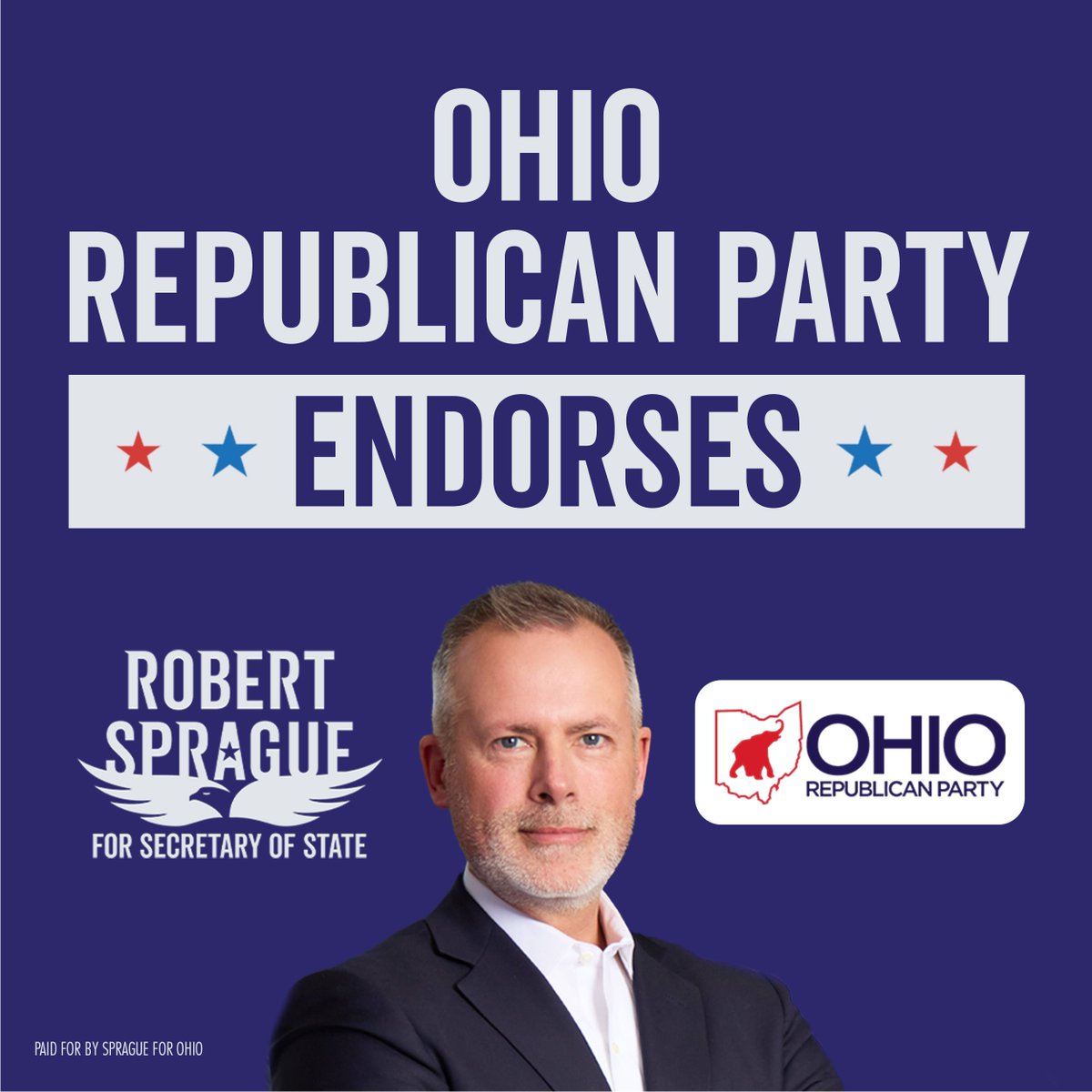 RobertCSprague's tweet photo. I am honored to receive the Ohio GOP's endorsement for Secretary of State with a decisive 52-11 vote.

This strong consensus reflects our shared commitment to secure elections where only lawful votes count.

Having served faithfully as Treasurer, I will bring the same dedication to this vital role.
