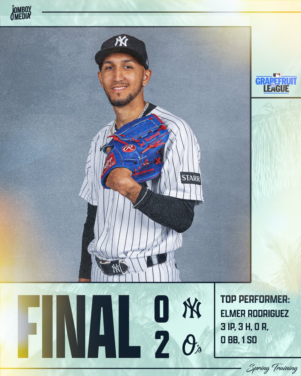 TalkinYanks's tweet photo. Elmer Rodriguez had a good start, but a Pete Alonso home run in the sixth inning was the deciding factor in this game as the Yankees recorded just three singles in the first game of Spring Training https://t.co/wOqWrizTsd