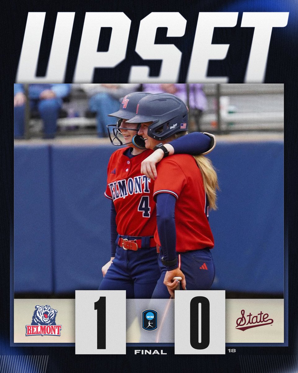 Bruins with the upset win 😤

<a href="/BelmontSoftball/">Belmont Softball</a> defeats No. 18 Mississippi State, 1-0!

#NCAASoftball