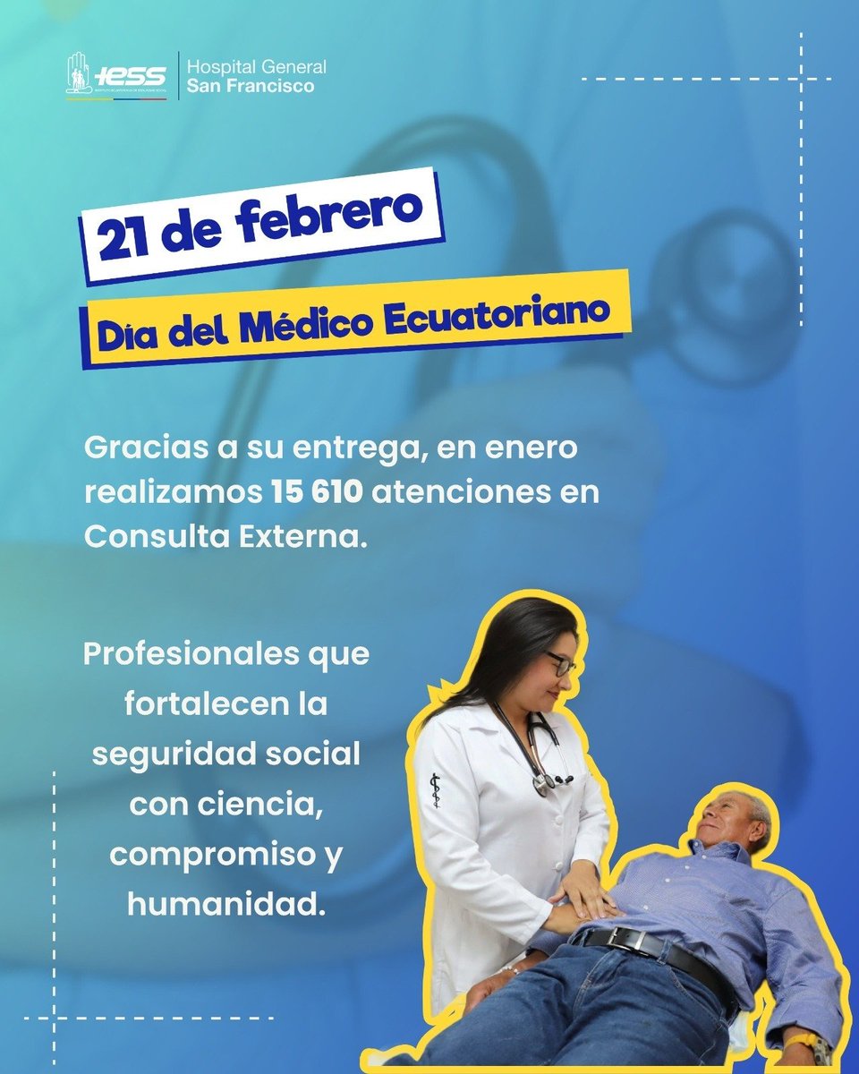 HGSF_IESS's tweet photo. 🩺 #IESSteInforma | En el Día del Médico Ecuatoriano, el 🏥 @HGSF_IESS reconoce la vocación, ética y compromiso de nuestros profesionales, quienes con responsabilidad y excelencia fortalecen la atención de nuestros afiliados y beneficiarios. 💙 https://t.co/9pM5K7I6Ce