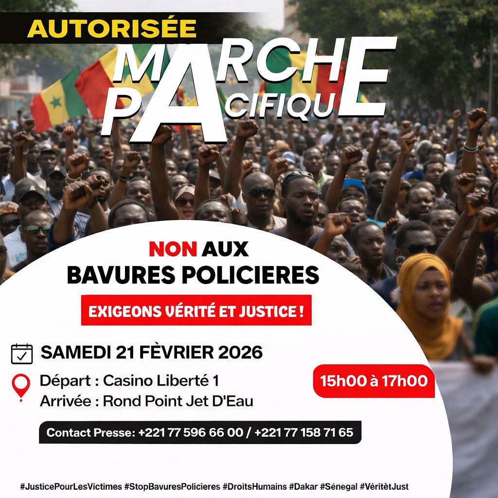 Suba ñu dadje ci arrêt BRT Liberté 1, ci Casino bi inchallāh 

NON aux VIOLENCES policières 
NON à l'impunité autour de ces violences