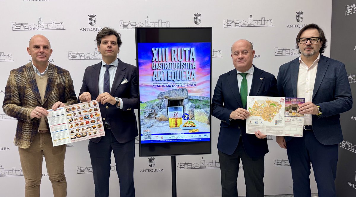 🍴🍺 Ruta GastroTurística 'Tapa Milenaria - Un Aniversario con Sabor'

Patrimonio y gastronomía se unen en la edición de 2026

▫️Del 5 al 15 #marzo
▫️35 establecimientos
▫️5 rutas

📲 Más información:
antequera.es/noticias/busca…

#Antequera es #MásCiudad