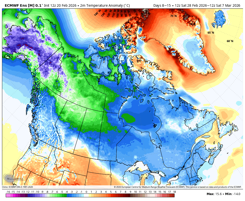 Coast to coast cold across Canada to start the month of March.