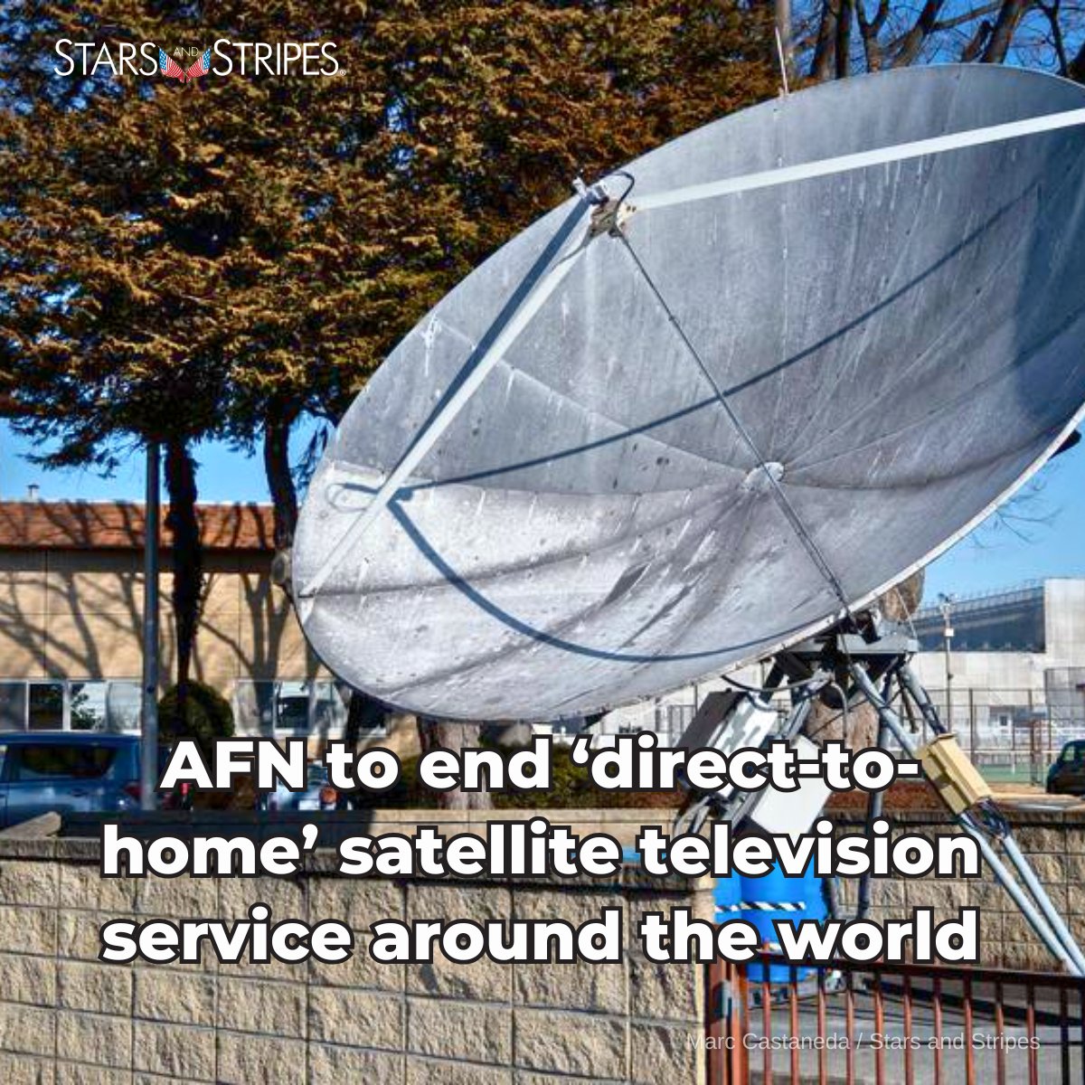 The American Forces Network is ending its eight-channel satellite television service for U.S. military personnel living off base across Europe and Asia.

The long-running service known as “direct-to-home” is screening its final programming before going dark March 22.

See more: