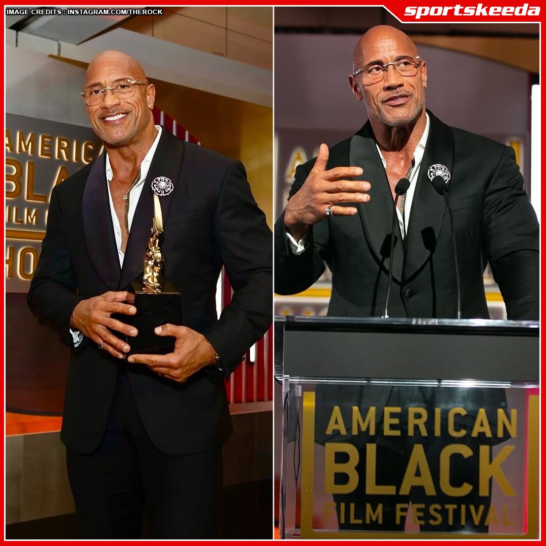 The Rock attended the American Black Film Festival and received an award.