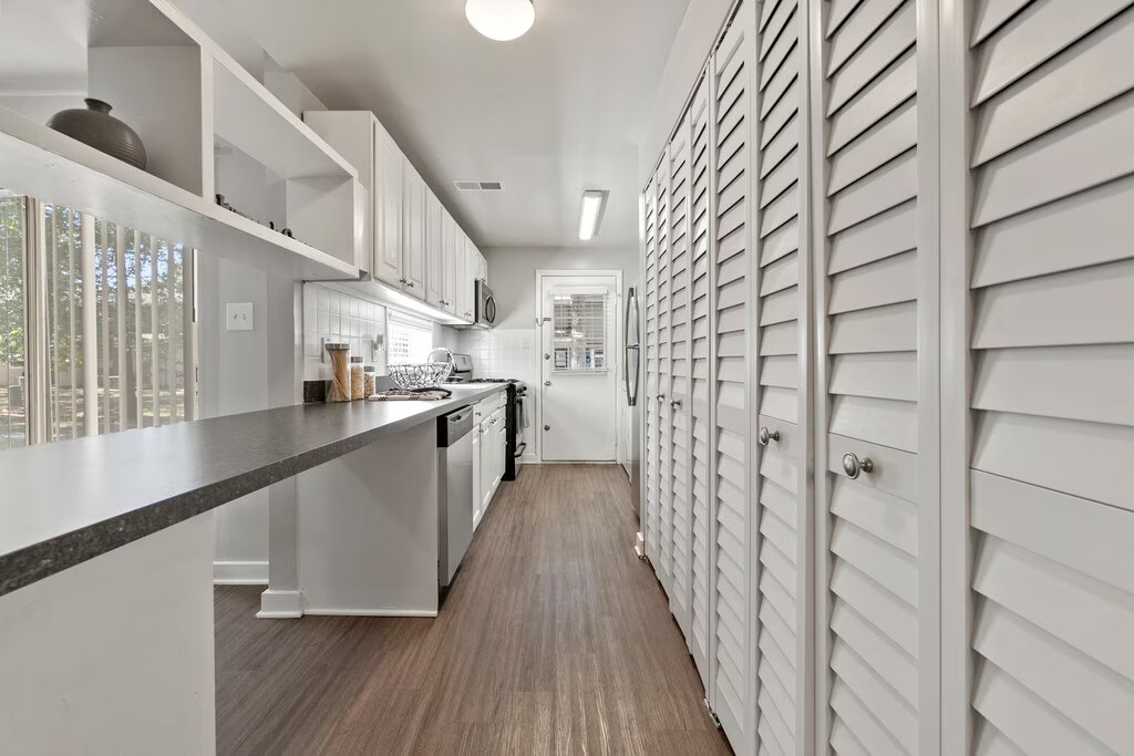 Would you rather have more counter space or more cabinet space? 👀 See more of this unique apartment at the link in our bio.

#ApartmentHomeLiving #ApartmentKitchen #ApartmentInspo #LoveWhereYouLive