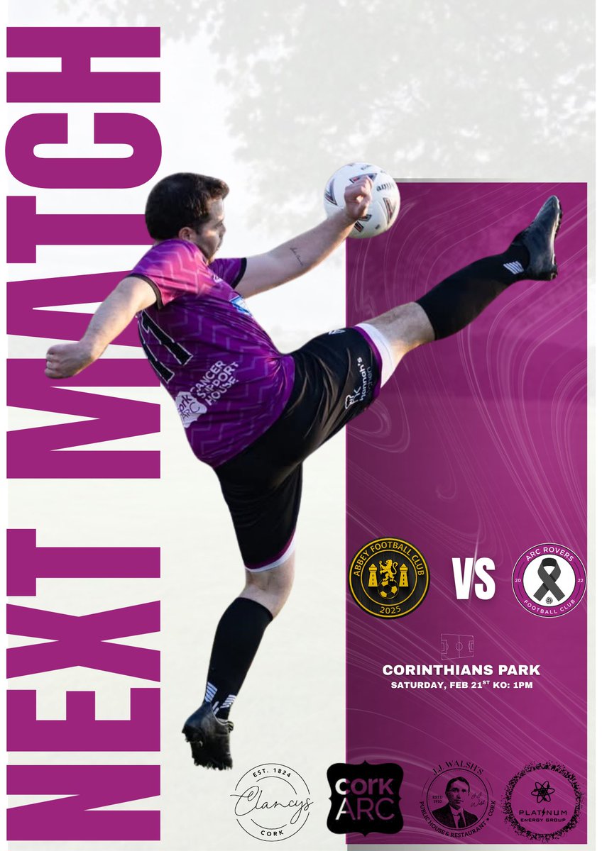 Arc travel to Corinthians Park tomorrow afternoon to take on Abbey FC in the 2nd shield group stage game. KO 1pm 🟣⚫️