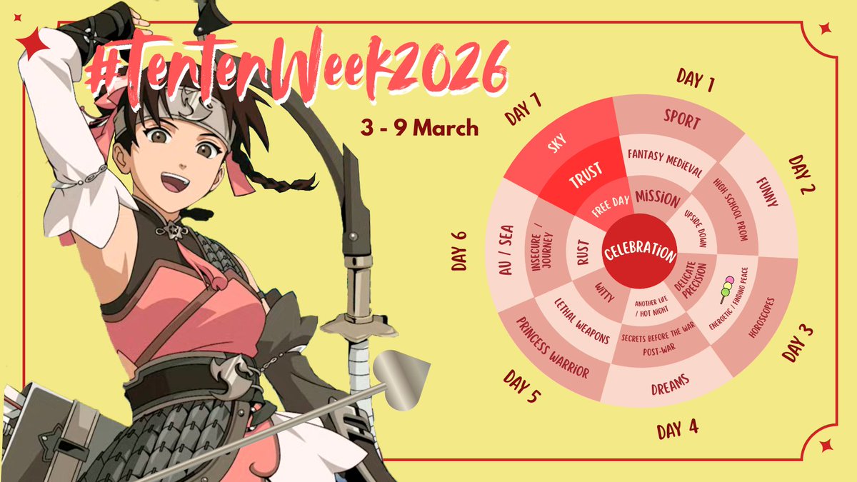 KarolV14070769's tweet photo. 🎯 The fun-loving Tenten invites you to play archery for her birthday! 🥳🫶🏹
- You can select one theme, combine them, or add others! Just have fun and enjoy our kunoichi Tenten! 💘✨️
➡️ #Tentenweek2026
#天天 #テンテン https://t.co/GZOq9aBUVa