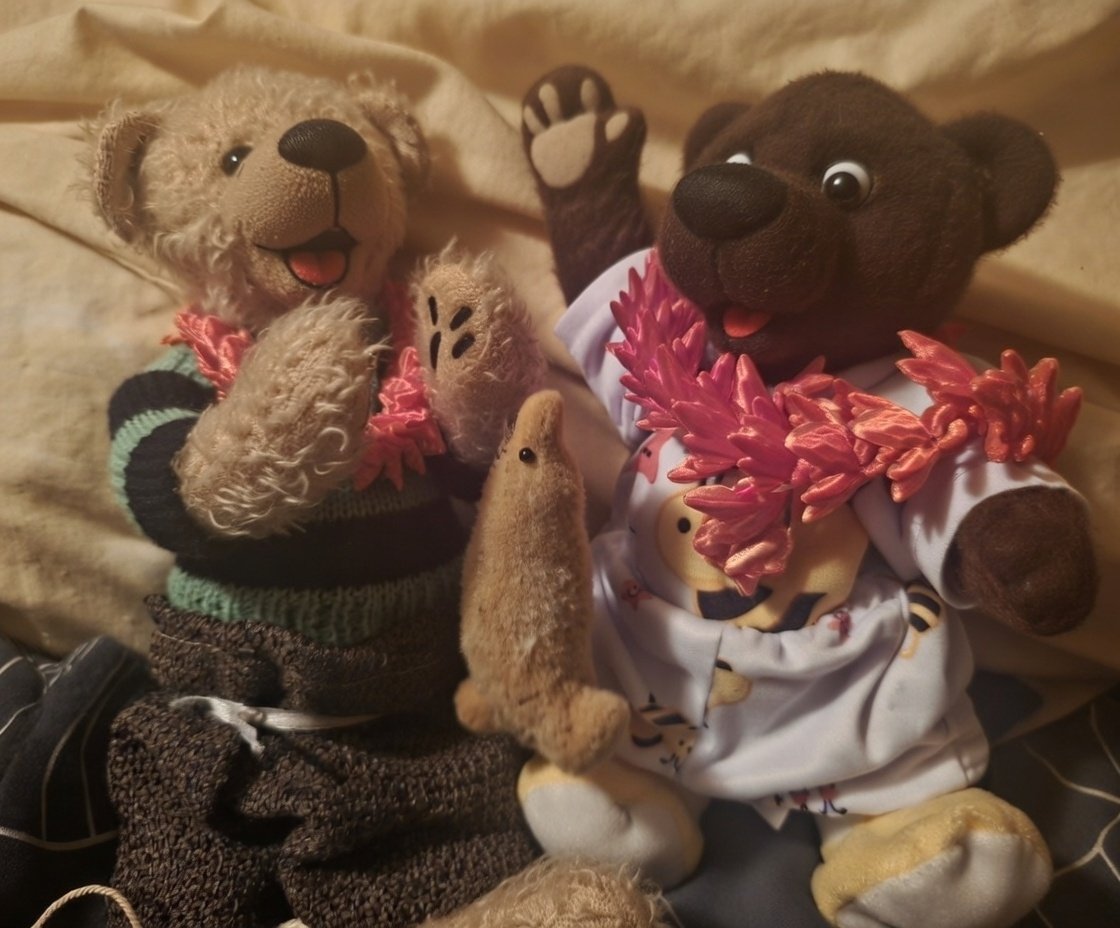 Wir spielen noch ein bißchen und dann schlafen wir bald. Gute Nacht liebes #twitterrudel