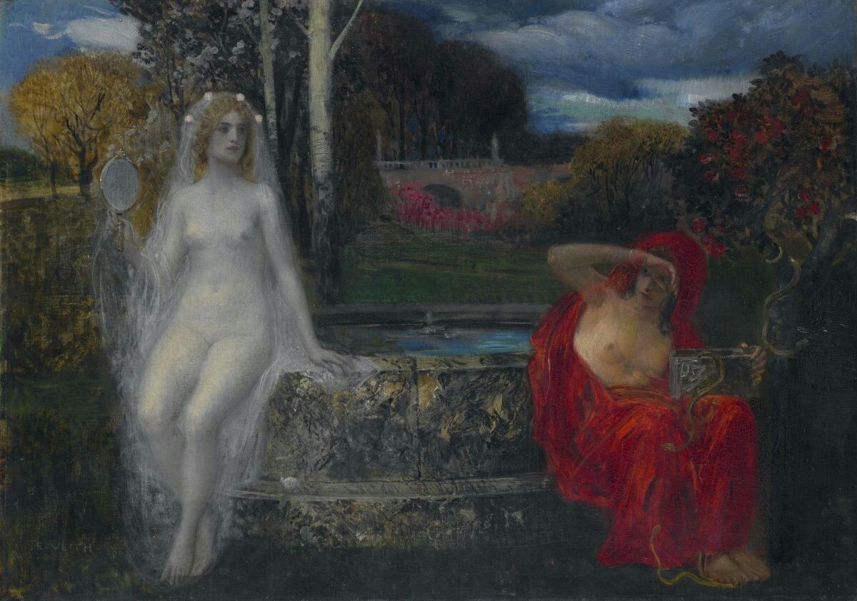 ArchetypeVision's tweet photo. The Truth and the Lie by Eduard Veith, c. 1900 https://t.co/5trMqhNFfB