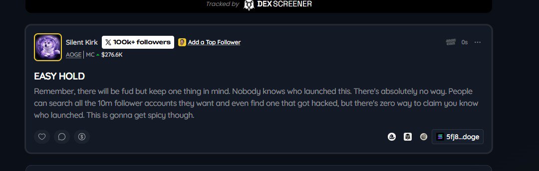 mr_pschmitt's tweet image. As soon as a token starts to run there is always FUD from the ones who missed it.

I see rumors that $AOGE was launched from the Flamengo Socker X. 

Here are my thoughts, the coin was launched 20 hours ago, 19 hours ago they were constantly posting on their X.

On the other
