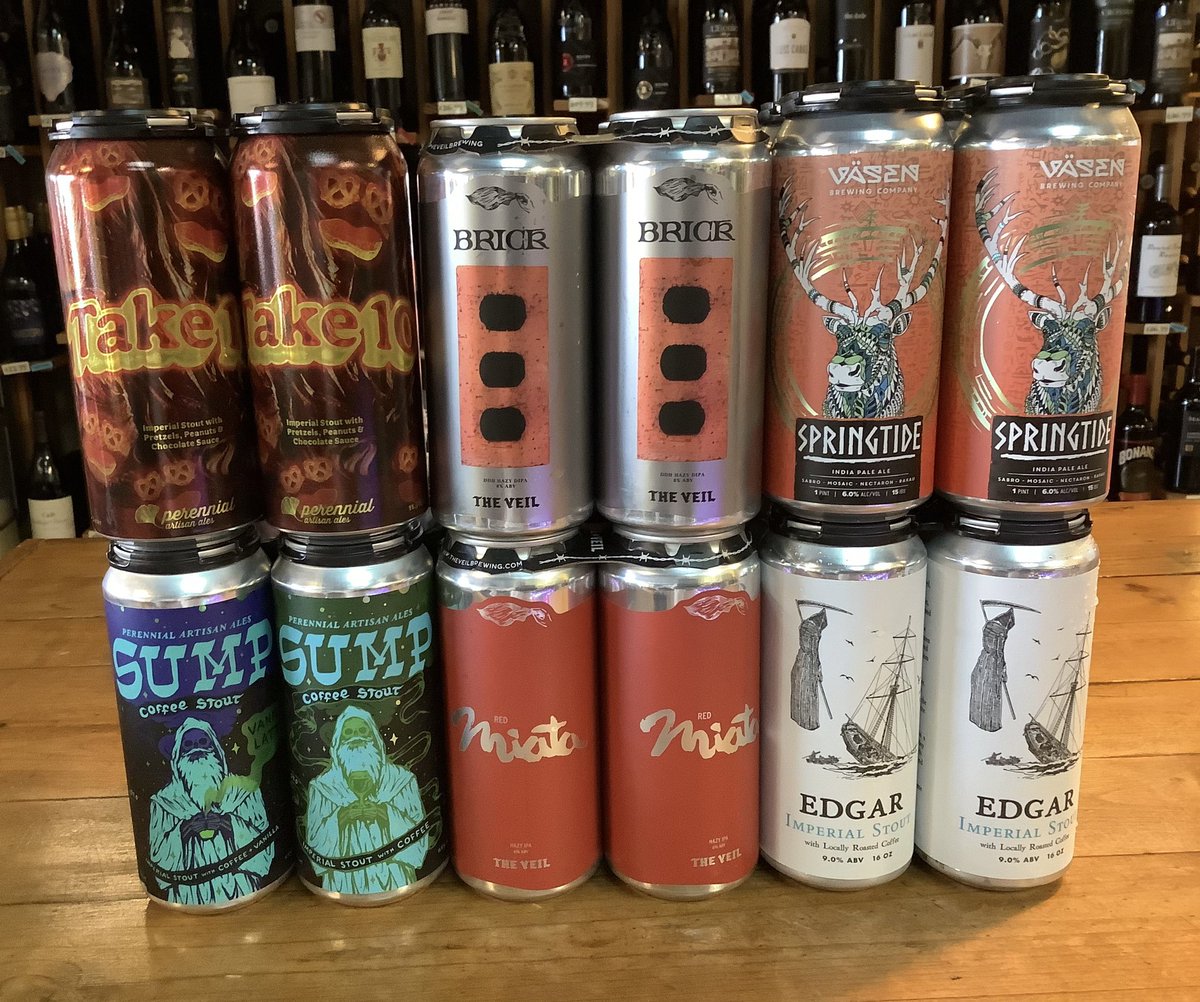 ✨New brews✨
@perennialbeer  <a href="/theveilbrewing/">The Veil Brewing Co.</a> <a href="/vasenbrewing/">Väsen Brewing</a>  @richbraubrewing 

Don’t forget to stop in for our 🍷 tasting 4:30-7pm tonight w/ @winebow