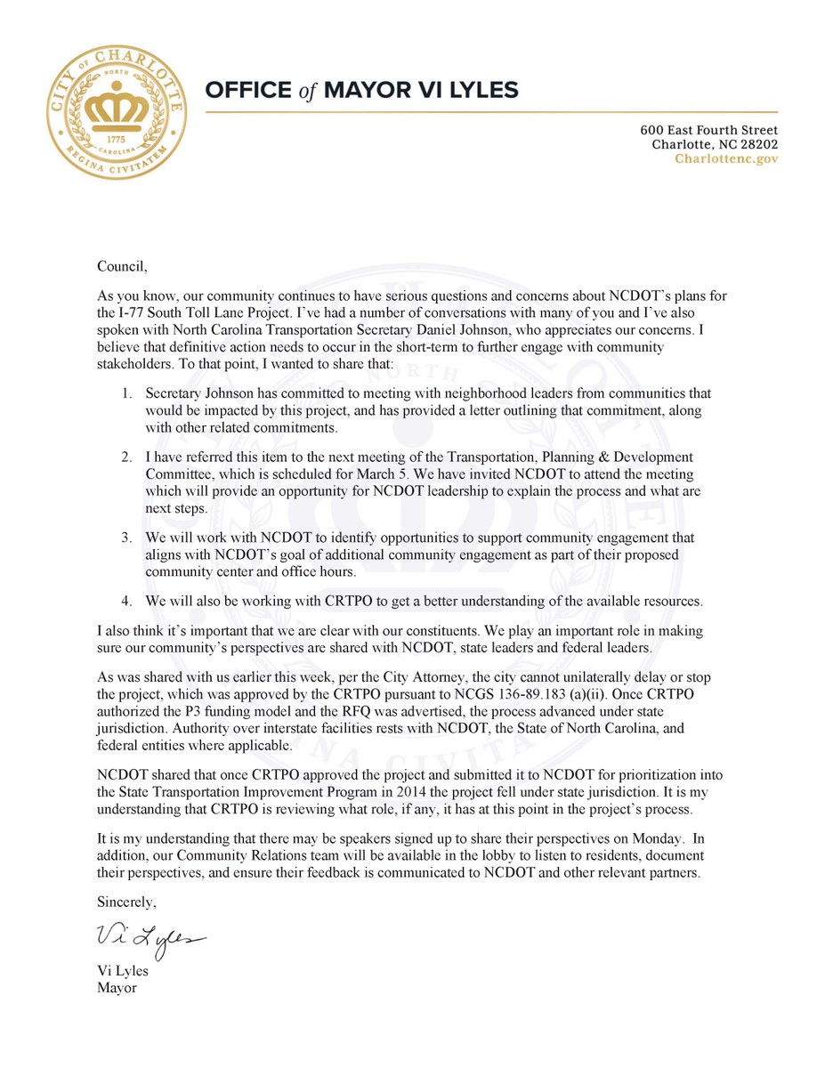 Mayor Vi Lyles tweet media