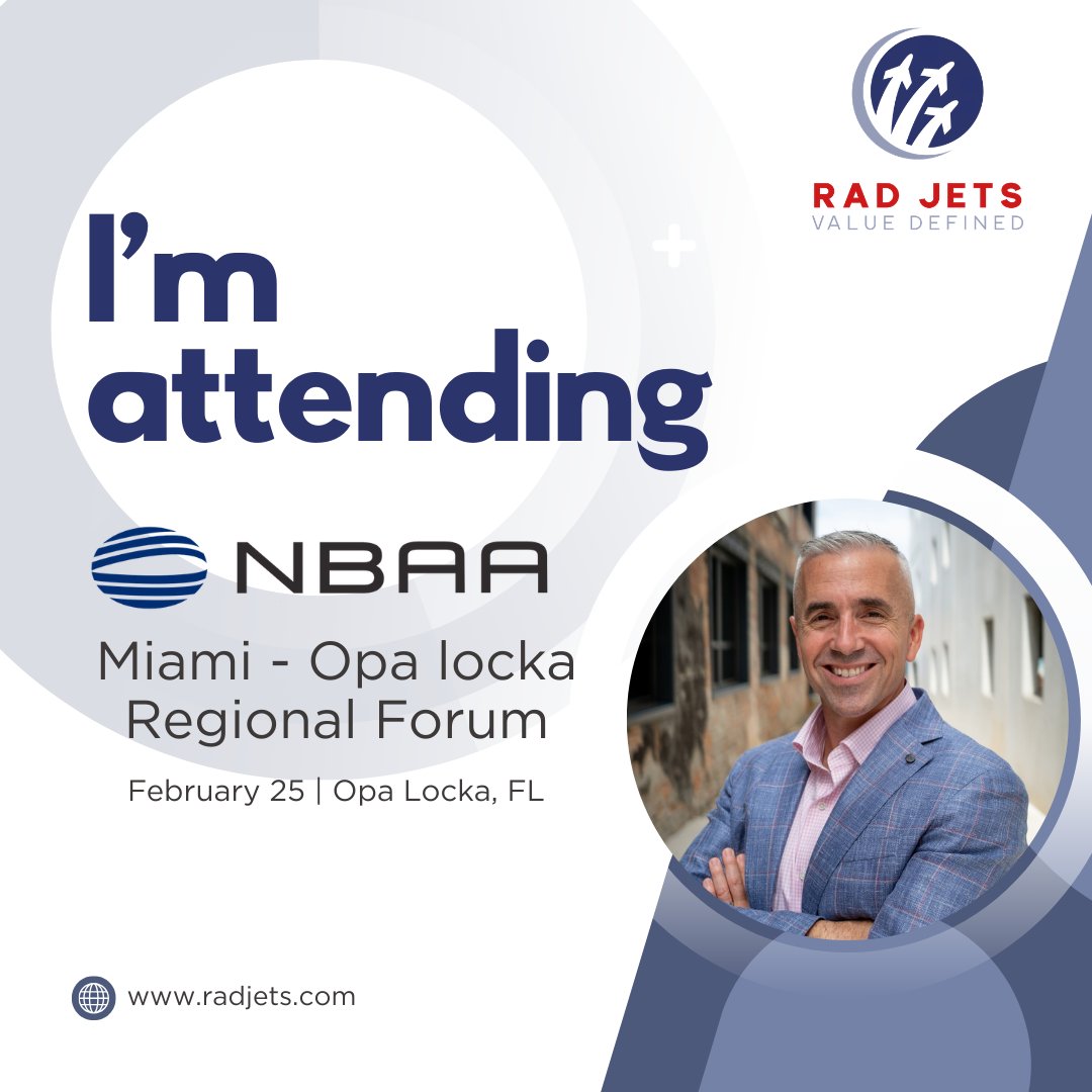 RAD_Jets's tweet image. Heading to @NBAA Miami-Opa locka Regional Forum Feb 25! Aircraft displays, education, networking — pumped.

Who's coming with me? Tag your crew or reply/DM to connect on-site. ✈️

#NBAA #BusinessAviation