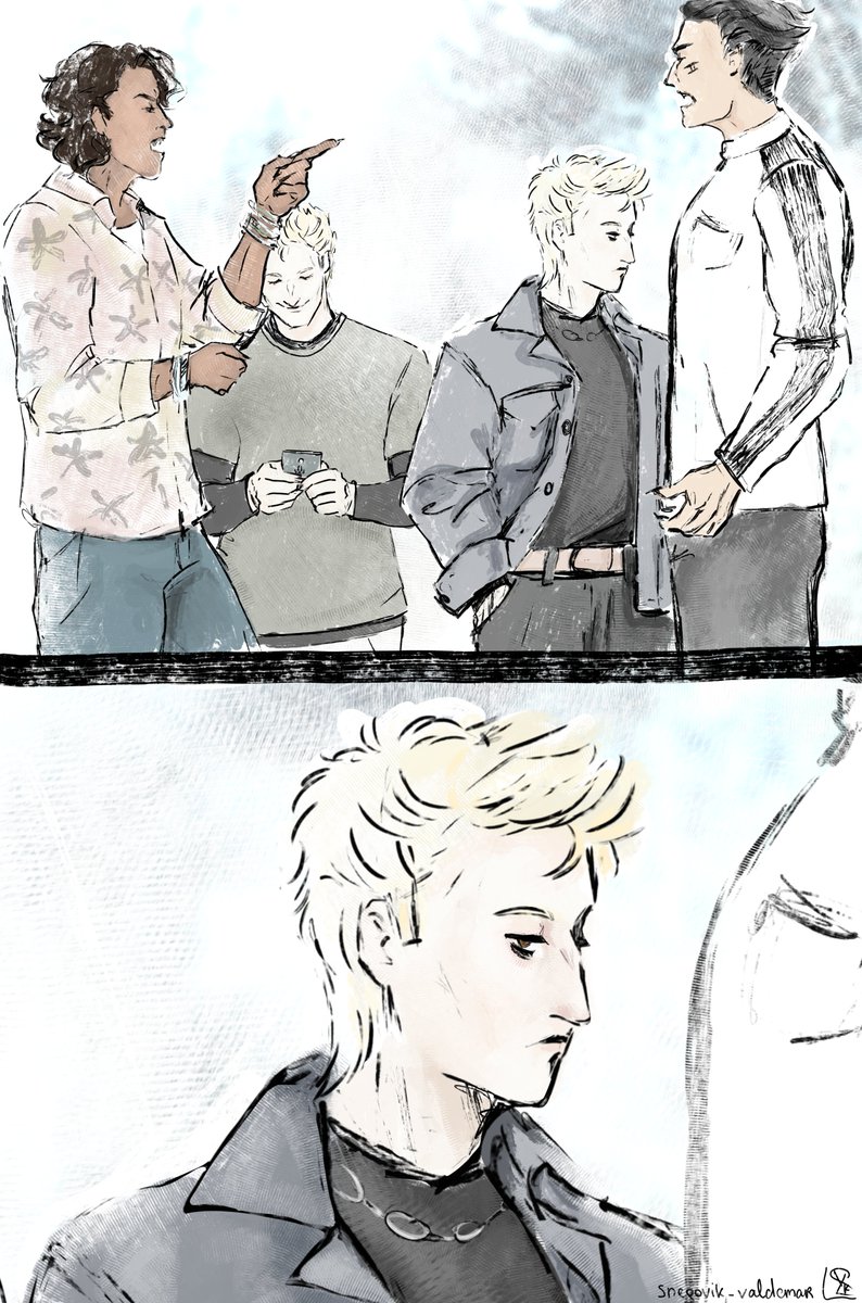 4K5YUpj2NW9rAM9's tweet photo. #aftg #allforthegame #art #andrew #neil
Andrew is a werewolf, Neil is a human.
Andrew imprinted on Neil, like, as in "Twilight". https://t.co/4KGvd8HXJc