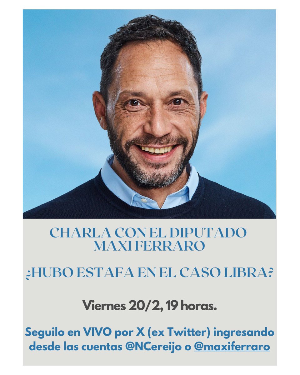 Hoy a las 19:00 voy a estar conversando con <a href="/NCereijo/">Nicolás Cereijo</a> en X. Te espero. ¡Sumate!