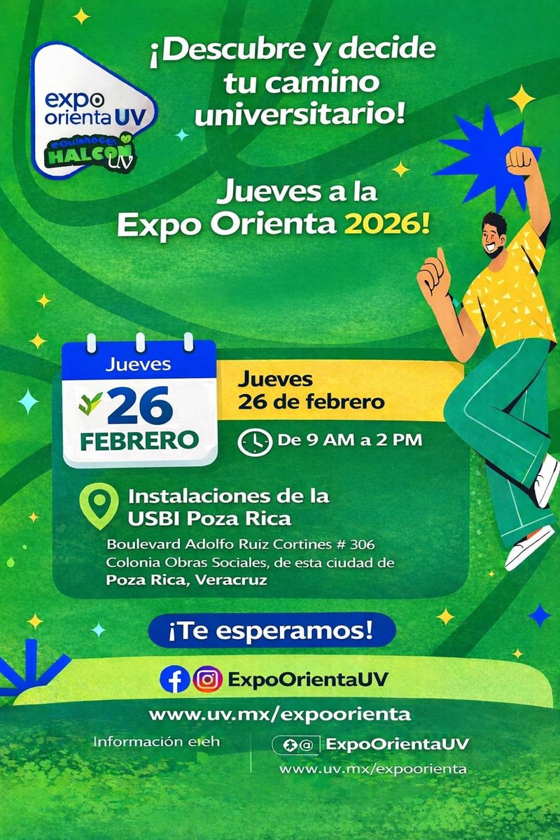 #AspirantesUV2026 #PozaRicaTuxpan no te pierdas la #ExpoOrientaUV en tu región