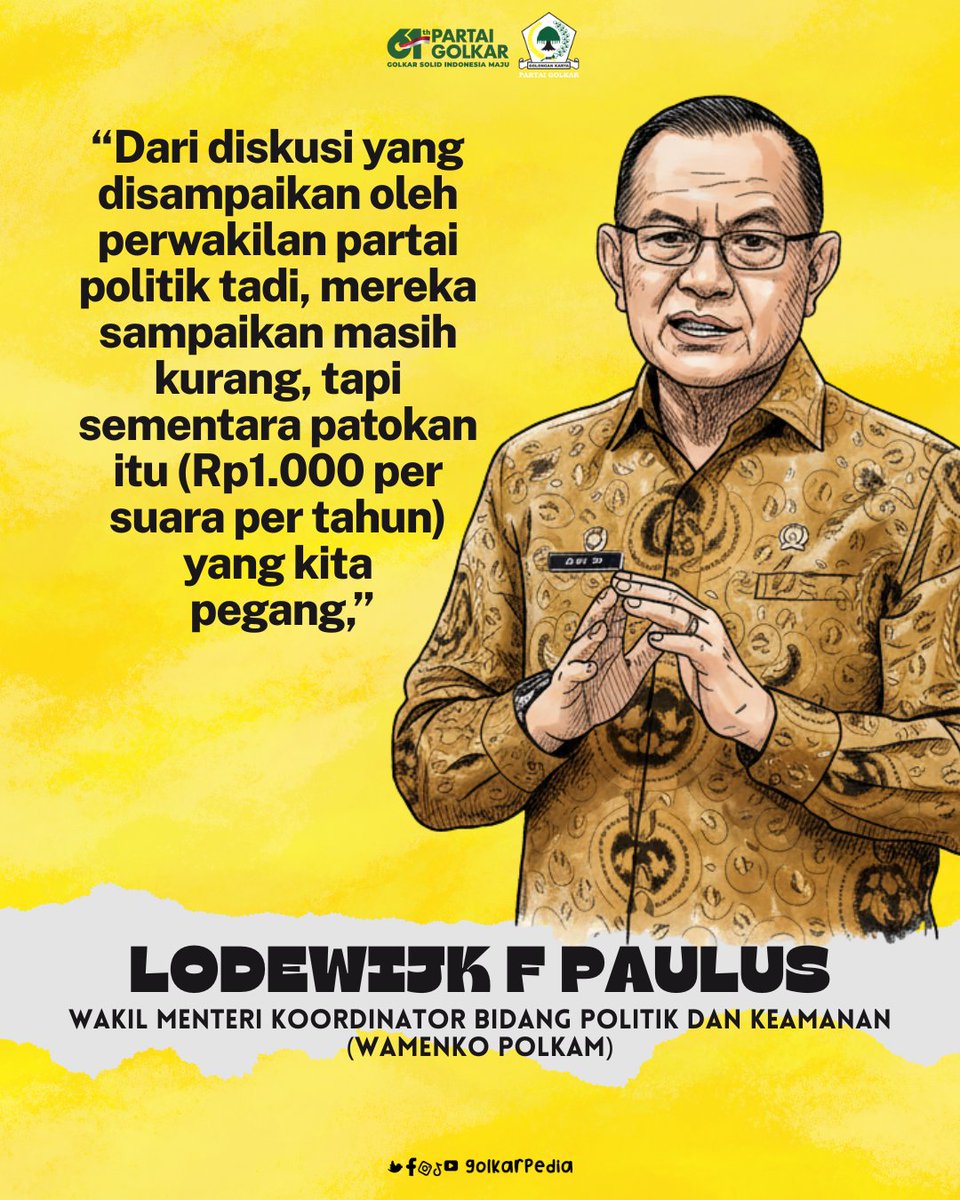 Wamenko Polkam Lodewijk Paulus: Banpol Tetap Rp1.000 per Suara, Meski Parpol Minta Naik

#partaigolkar #bahlillahadalia #golkarpedia #golkar2029

golkarpedia.com/wamenko-polkam…