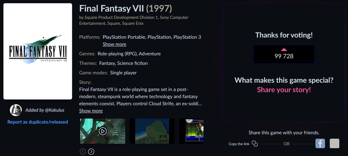 lanterns0o's tweet image. gog.com/dreamlist/game…

We got #FF 3 &amp;amp; 4 remakes along with the #remasters of 8 &amp;amp; 9, Getting #OG #FF7 or the #remakes would make my year. 

I #hope we need only 99,729.

#GOG #Dreamlist #Rpg #FinalFantasy #Retro #Jrpg