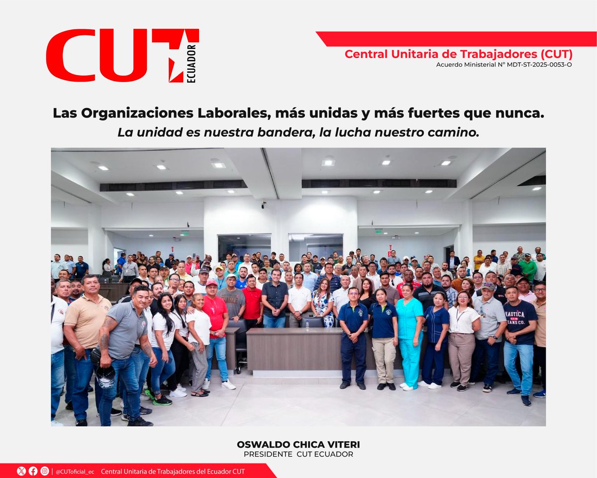 La unidad es nuestra bandera, la lucha nuestro camino. 🇪🇨✊
#CUTECUADOR #UnidadLaboral #FortalecimientoSindical