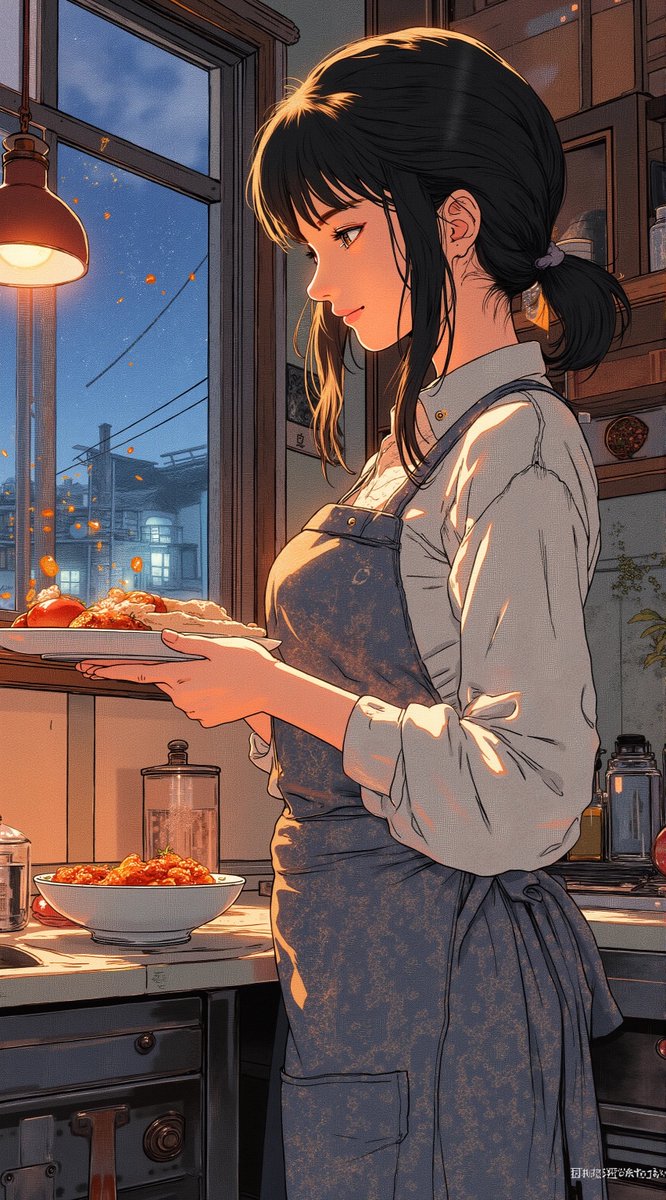 AIアート #SeaArtAI #エプロン #キッチン