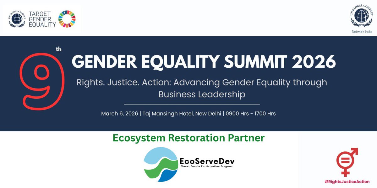 ecoservedev's tweet photo. We’re the Ecosystem Restoration Partners of #GES2026 | March 6, 2026 | Taj Mahal Hotel, New Delhi 
Know more - https://t.co/Dw105uNJWJ

#SDGs #Gender #Ecosystem #Delhi #UN https://t.co/xVn2ohl4QN