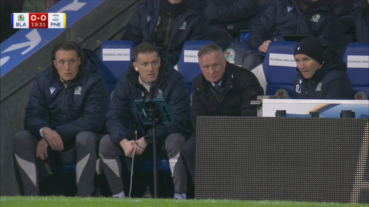 D_Nyeko's tweet photo. BLACKBURN ROVERS' TECHNICAL BENCH
@premierleague  heritage!
From left to right: @PhilJones4 ,Steven Davies and Damien Johnson   surround Michael  O'Neill on his first match incharge as @Rovers boss.
#BLAPNE #ROVvPNE #ROVPNE  #SkyBetChampionship https://t.co/sQ1BshDFZN