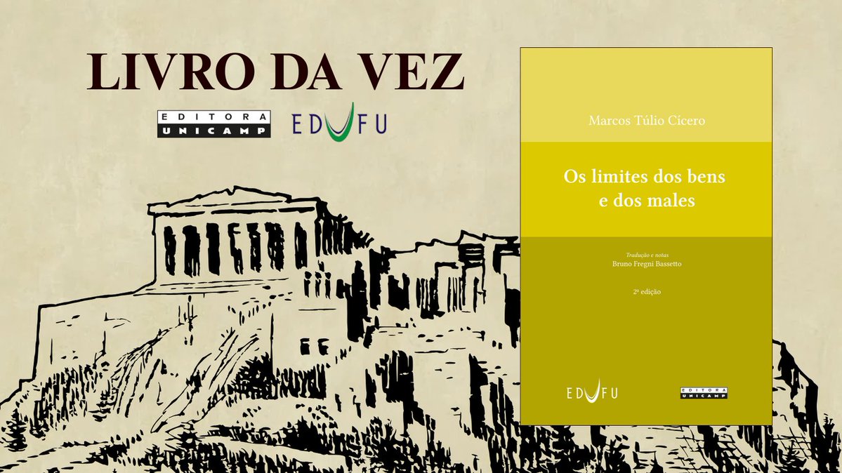 “Os limites dos bens e dos males”, de Marcos Túlio Cícero, é publicado pela Editora da Unicamp, em coedição com a Edufu. O título integra a Série Ciceroniana e é tema do Livro da Vez desta semana. Acesse nosso Blog e confira: encurtador.com.br/DsGN