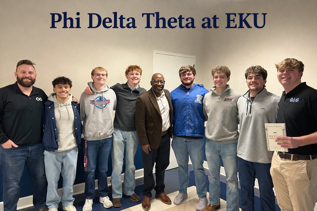 drantbradley's tweet photo. If your son is heading to the Eastern Kentucky University (@eku), next fall, he should consider pledging @phidelt, they are an elite Heroic Fraternity doing it right! https://t.co/46fNIbMdob