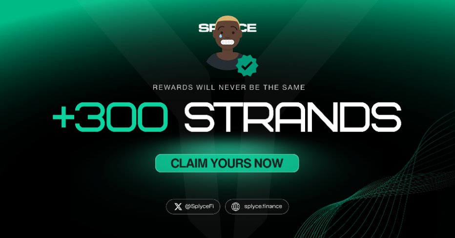 300 Strands claimed. 

Real-world yield is coming to Solana with <a href="/SplyceFi/">Splyce Finance</a> 

Feels good to be early.

Your turn: solana.splyce.finance/rewards?ref=9c…