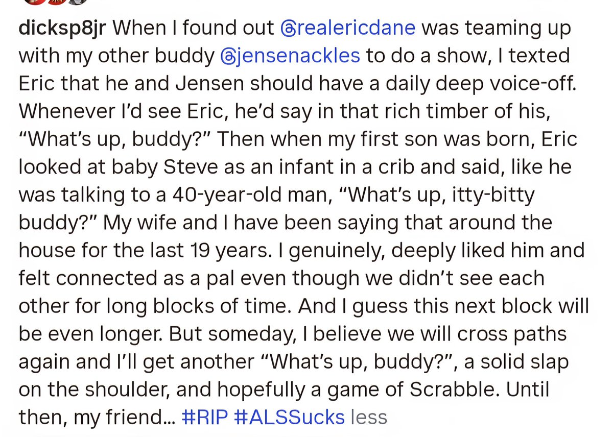 . <a href="/dicksp8jr/">Richard Speight, Jr.</a>'s sweet memories of his friend Eric Dane #SPNFamily