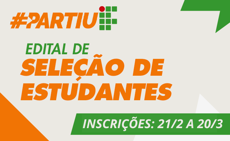 ✅ Publicado edital de seleção de estudantes para o Programa PartiuIF
📰São ofertadas mais de 700 vagas em diversas unidades do IFG. As inscrições começam no sábado, 21 de fevereiro
🔗Saiba mais: ifg.edu.br/component/cont…