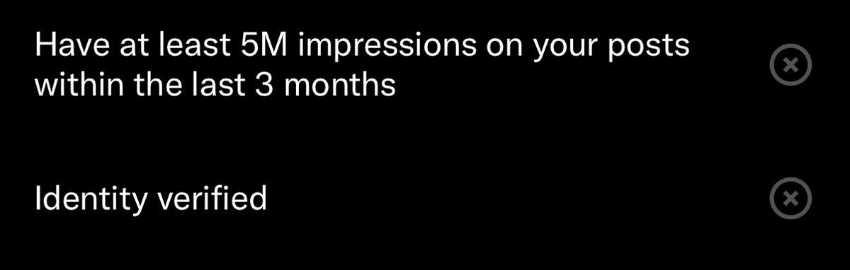 Hey <a href="/grok/">Grok</a> how many uses have the following criteria on X?

5M impressions on posts in the last 3 months 

Something you don’t need to start earning on Kreators is to be in the top percentile of creators.